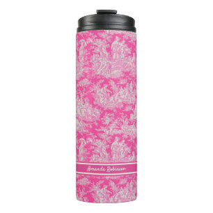 Bouteilles Isothermes Vintage rose chaud toile de jouy imprimé