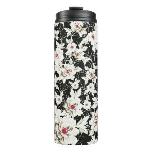 Bouteilles Isothermes vintage stock flowers pattern on black background