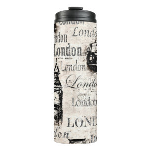 Bouteilles Isothermes Vintage vieux journal papier Londres collet grunge