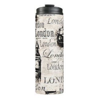 Bouteilles Isothermes Vintage vieux journal papier Londres collet grunge