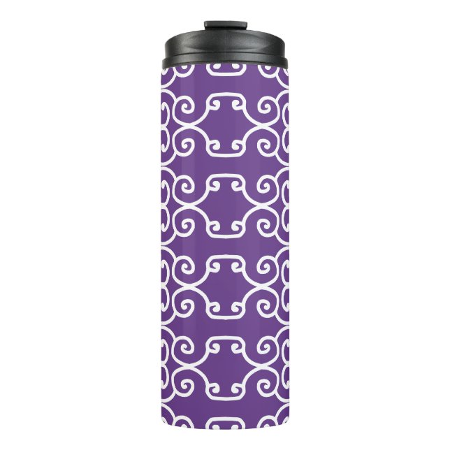 Bouteilles Isothermes Violet avec rouleaux blancs (Devant)