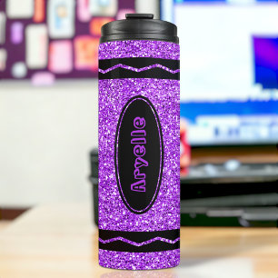 Bouteilles Isothermes Violet Purple Nom personnalisé Parties scintillan