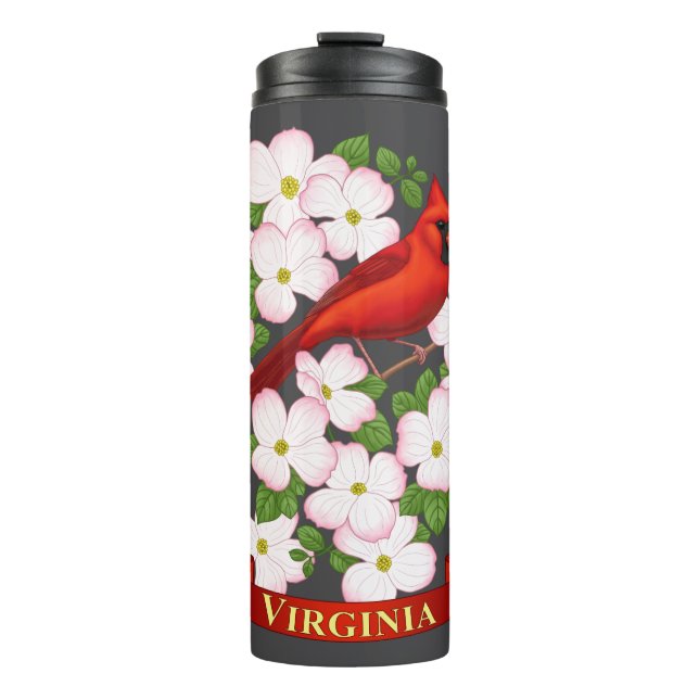 Bouteilles Isothermes Virginie State Cardinal Bird and Dogwood Flower (Devant)