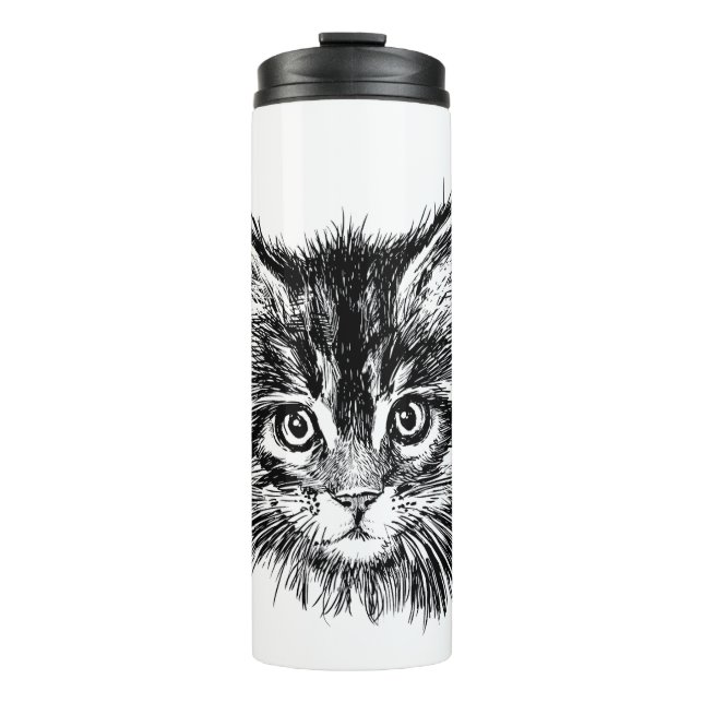Bouteilles Isothermes Visage de Kitten noir et blanc (Devant)