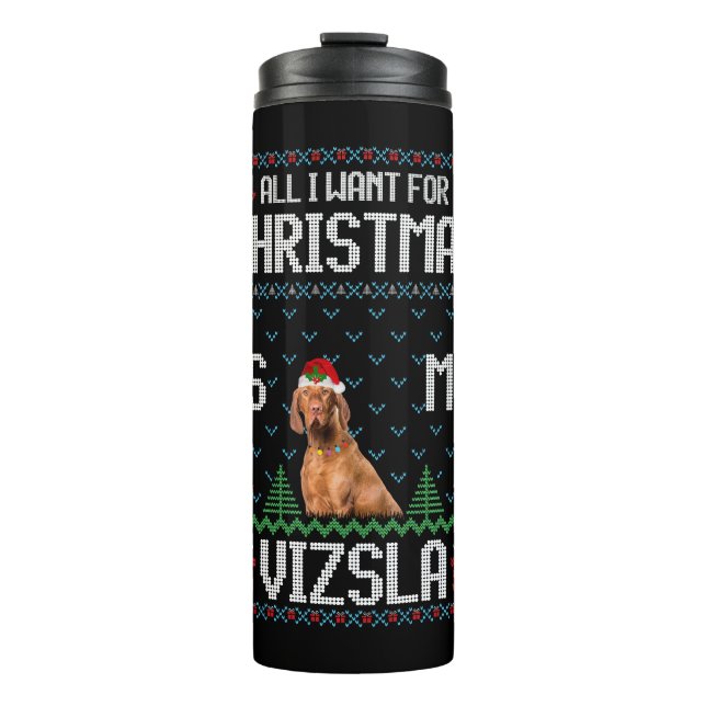 Bouteilles Isothermes Vizsla Chien laide pull de Noël (Devant)