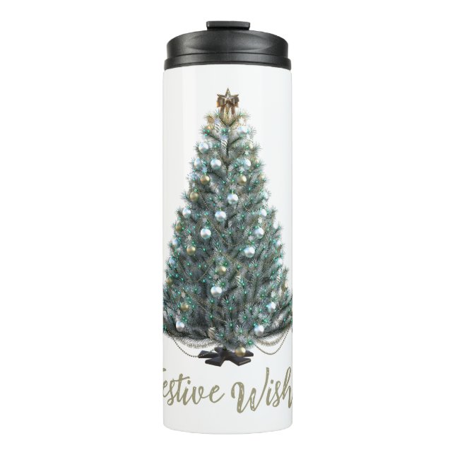 Bouteilles Isothermes Vœux de fête. Conception d'arbre de Noël (Devant)
