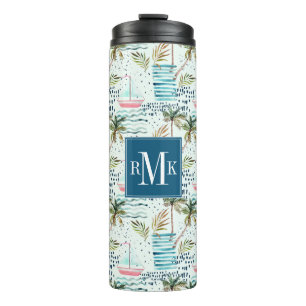 Bouteilles Isothermes Voilier d'aquarelle avec le motif de palmier