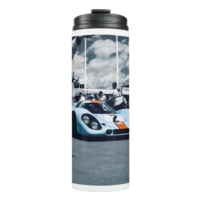 Bouteilles Isothermes Voiture de course bleue et orange (Devant)