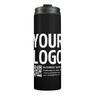 Bouteilles Isothermes Votre logo avec code QR et texte modifiables 