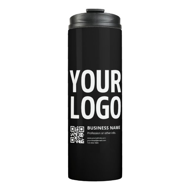 Bouteilles Isothermes Votre logo avec QR code et texte modifiables (Devant)