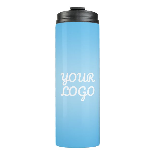 Bouteilles Isothermes Votre logo & ombre simple moderne | Bleu clair (Devant)