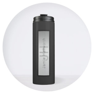 Bouteilles Isothermes Votre nom et monogramme   Gris et faux aspect arge