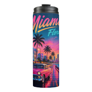 Bouteilles Isothermes Voyage à Miami Floride Néon Rétro Coucher de Solei