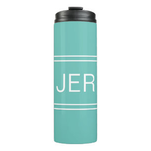 Bouteilles Isothermes Voyage avec monogramme personnalisé sarcelle 