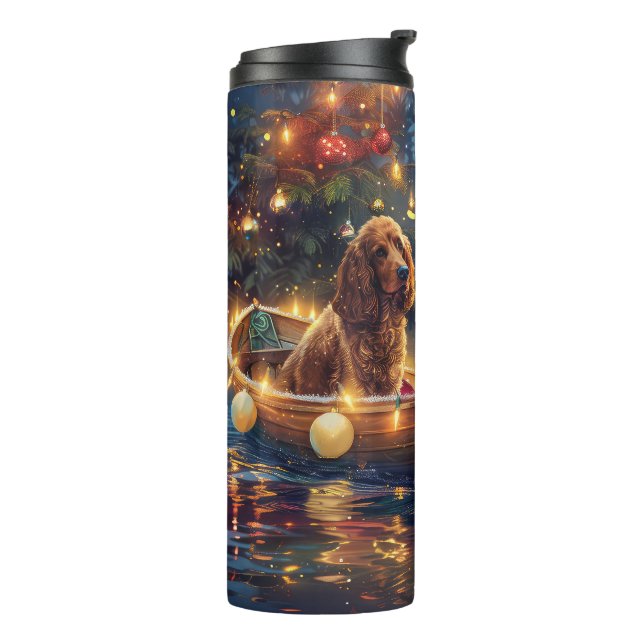 Bouteilles Isothermes Voyage de fête de Noël de Cocker Spaniel (Tourné sur la gauche)