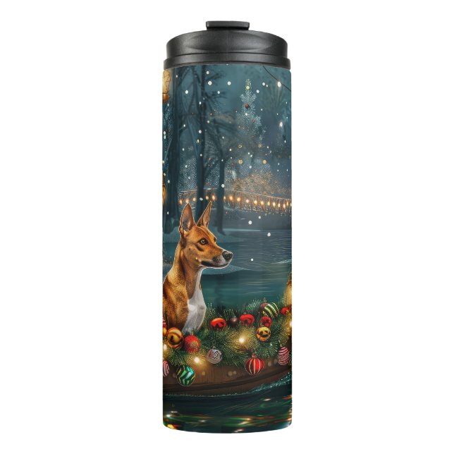 Bouteilles Isothermes Voyage de fête de Noël du Basenji (Devant)