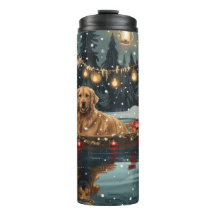 Bouteilles Isothermes Voyage de Noël Festif du Golden Retriever