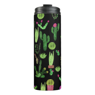 Bouteilles Isothermes Watercolor Cactuses Plante Arrière - plan sans cou
