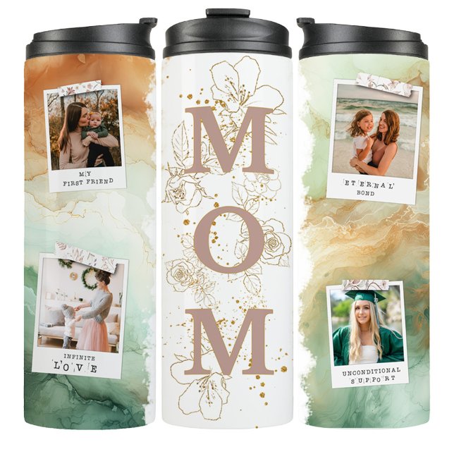 Bouteilles Isothermes Watercolor Mom Photo Coffee Travel Tumbler Mug (Créateur téléchargé)