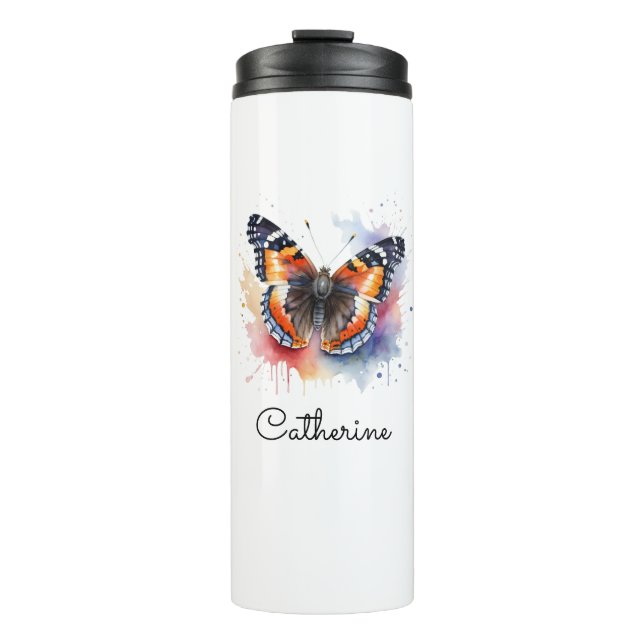 Bouteilles Isothermes Watercolor Red Admiral Butterfly Personalized (Devant)