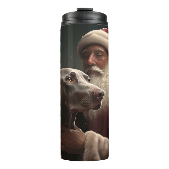 Bouteilles Isothermes Weimaraner avec Noël Festif du Père Noël (Devant)