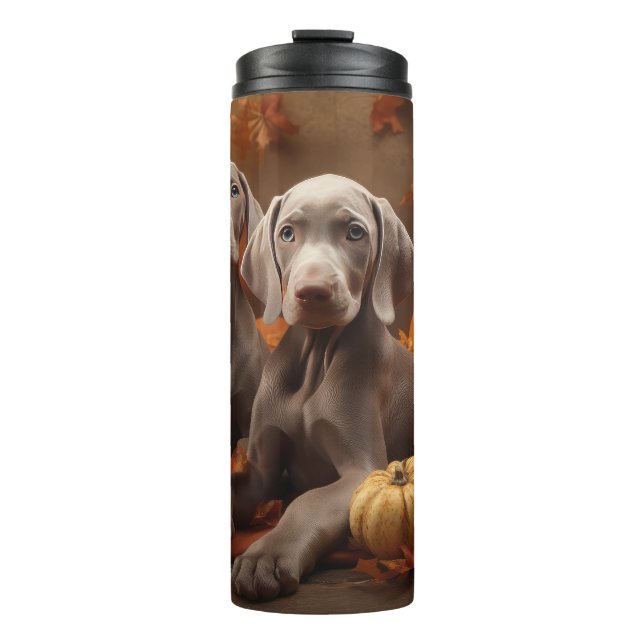 Bouteilles Isothermes Weimaraner Chiot Automne Citrouille délice (Devant)