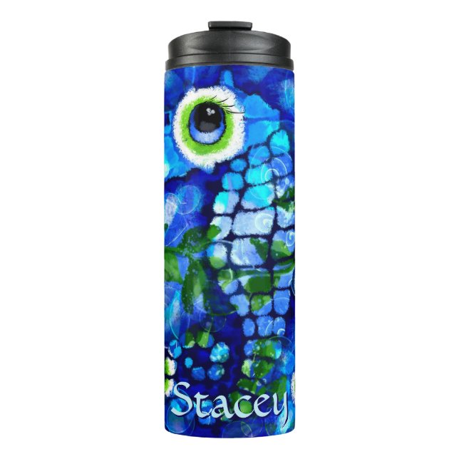 Bouteilles Isothermes Whimsical Big-Eyes Seahorse Art Blue Personalized (Devant)