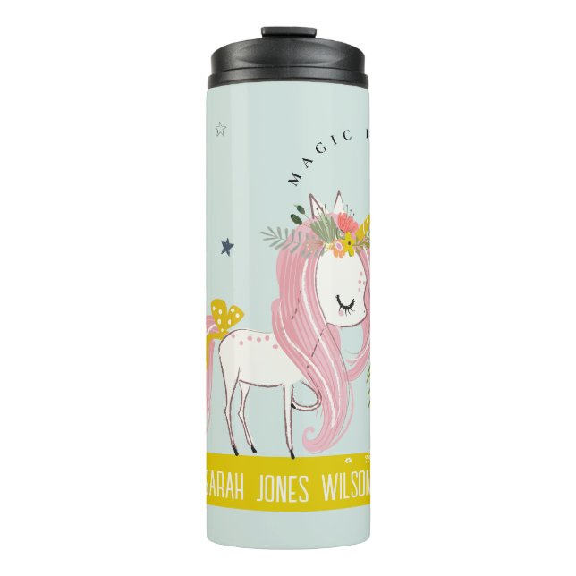 Bouteilles Isothermes Whimsical Magique Unicorn rose Aqua Princess Kids (Devant)