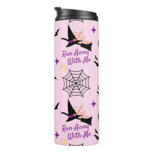 Bouteilles Isothermes Whimsical "Run Away With Me" Halloween Witch & Bat