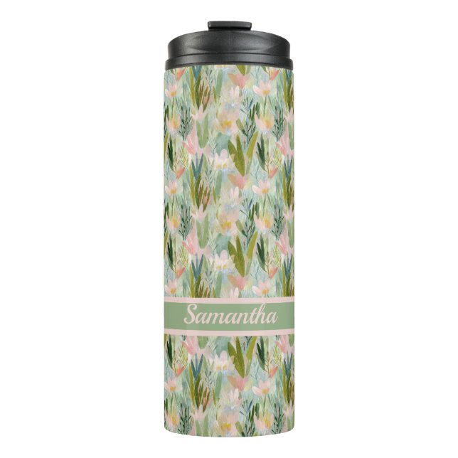 Bouteilles Isothermes Whimsical Sage Green Floral Personalized  (Devant)