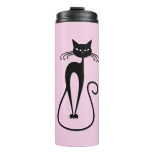 Bouteilles Isothermes Whimsical Skinny Chat noir rose