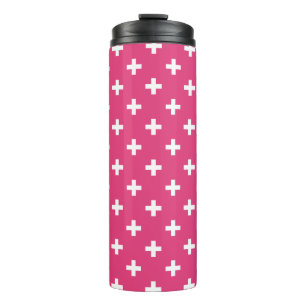 Bouteilles Isothermes White polka crosses on fuchsia