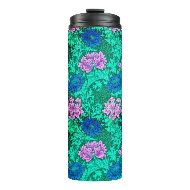 Bouteilles Isothermes William Morris Chrysanthèmes, Aqua et Violet (Devant)