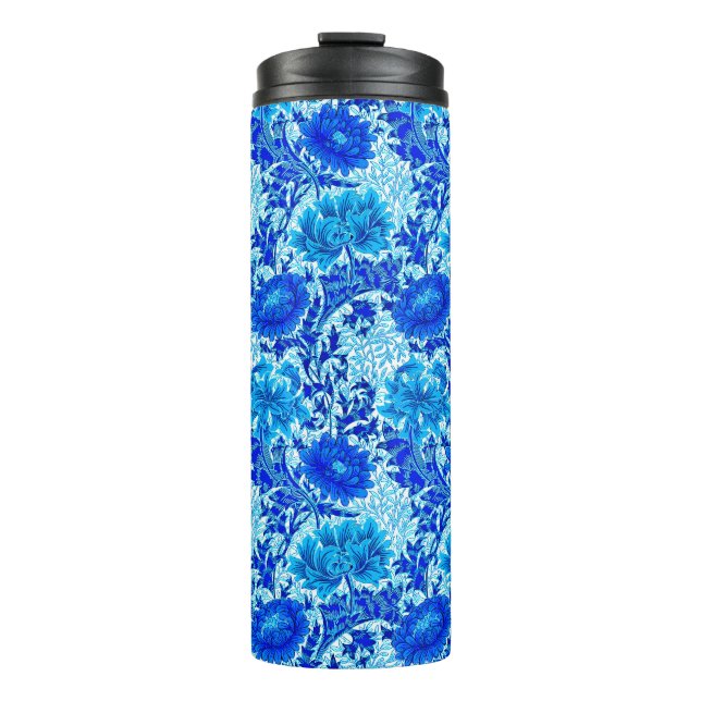 Bouteilles Isothermes William Morris Chrysanthemums Nuances de Denim Blu (Devant)