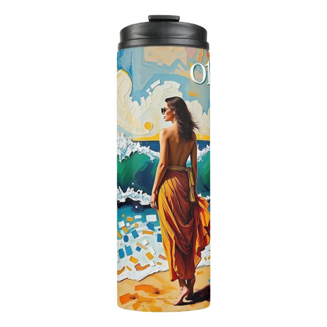 Bouteilles Isothermes Woman on Beach Abstract Seaside Art Personalized (Devant)