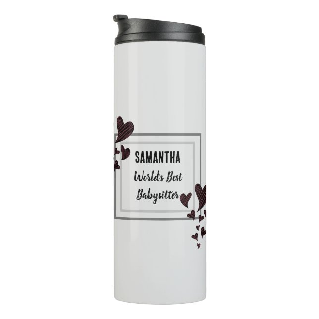 Bouteilles Isothermes Worlds Best Babysitter Hearts Garde d'enfants Nann (Tourné sur la droite)