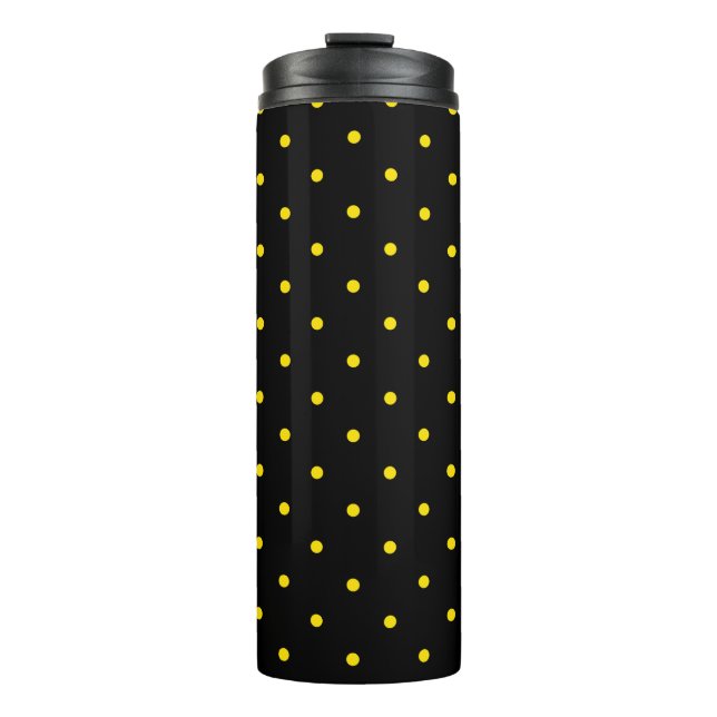 Bouteilles Isothermes Yellow Polka Dot on Black Thermal Tumbler (Devant)