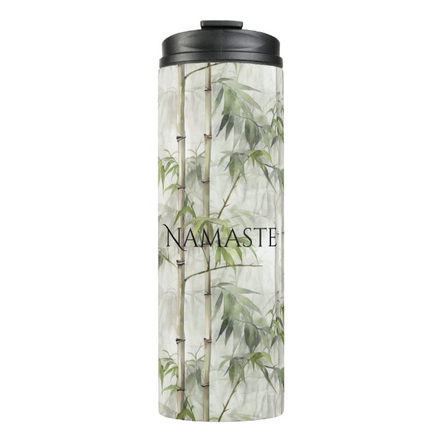 Bouteilles Isothermes Yoga de pleine conscience en bambou vert (Devant)