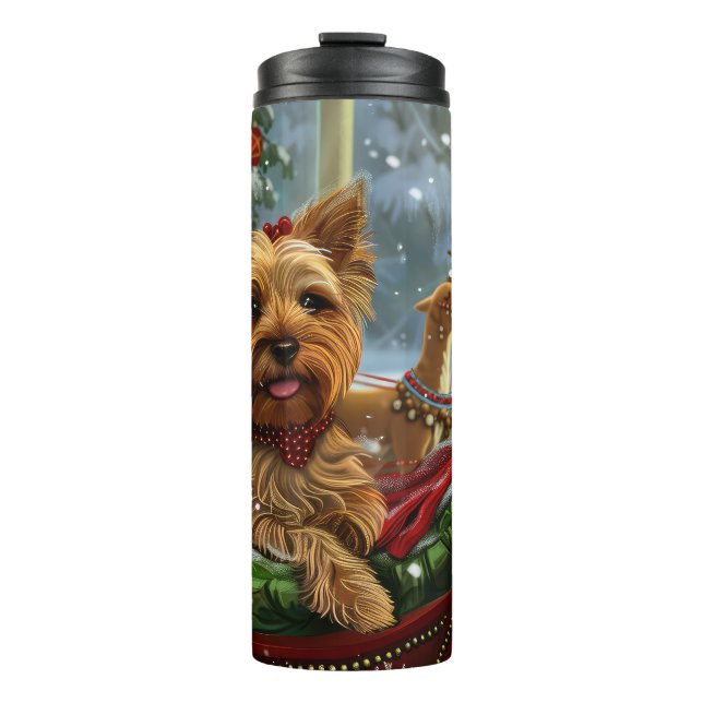 Bouteilles Isothermes Yorkshire Terrier Chien Noël Festif (Devant)
