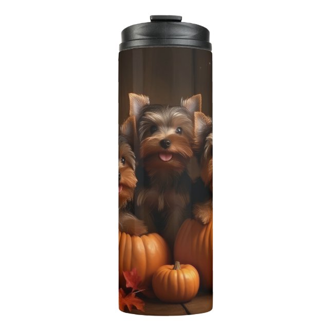 Bouteilles Isothermes Yorkshire Terrier chiot Autumn Delight Citrouille  (Devant)