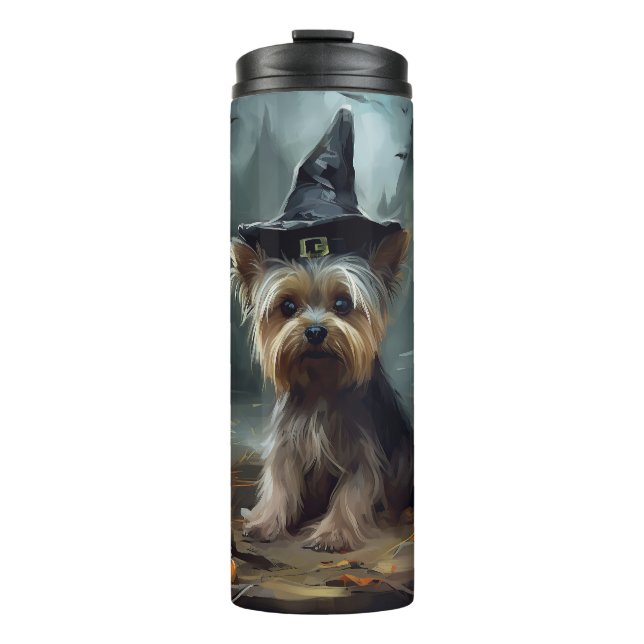 Bouteilles Isothermes Yorkshire Terrier Citrouilles Halloween Épouvantab (Devant)