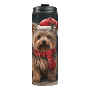 Bouteilles Isothermes Yorkshire Terrier dans la neige Noël