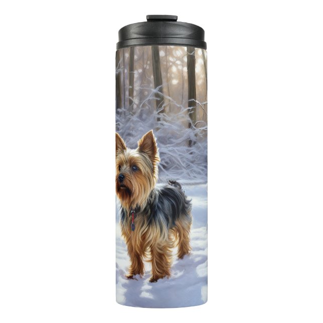 Bouteilles Isothermes Yorkshire Terrier Laisser Neige Noël (Devant)