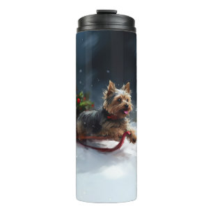 Bouteilles Isothermes Yorkshire Terrier neige de Noël hiver