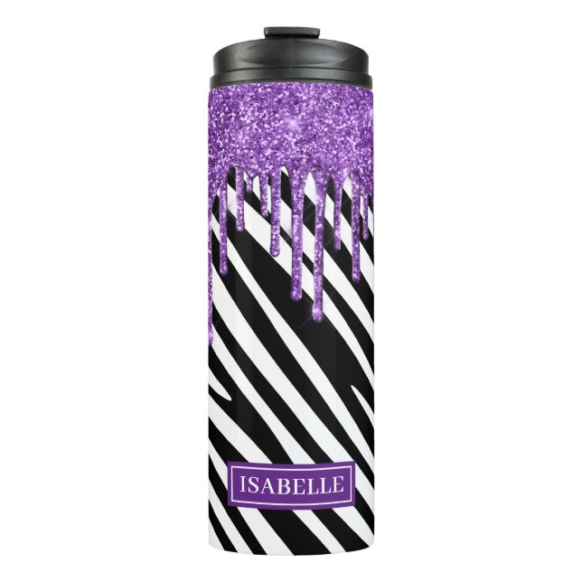 Bouteilles Isothermes Zebra Stripe Motif avec Parties scintillant pourpr (Devant)
