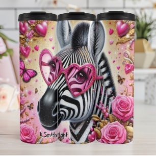 Bouteilles Isothermes Zèbre élégant dans les lunettes de coeur