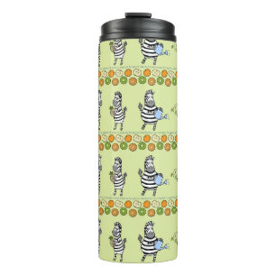 Bouteilles Isothermes Zèbres et fruits Motif sans couture