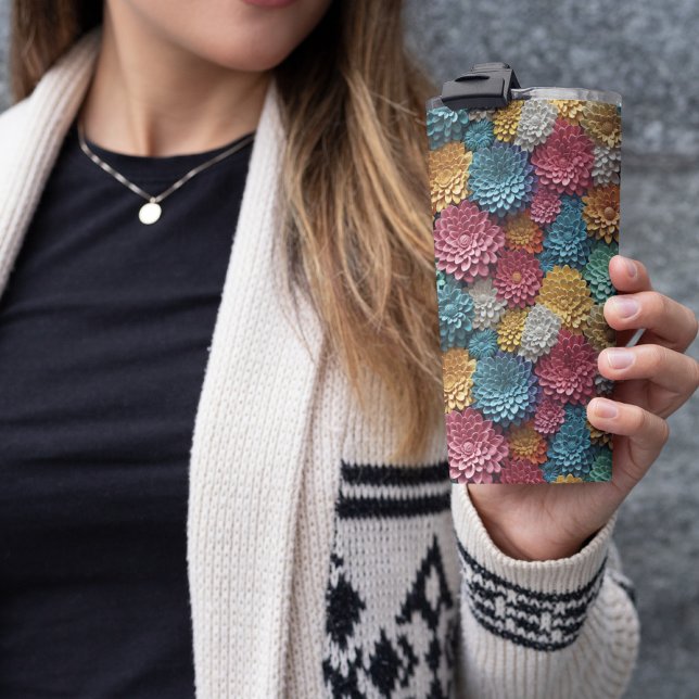 Bouteilles Isothermes Zinnia Floral 3D coloré (3d colorful Zinnia flower tumbler)