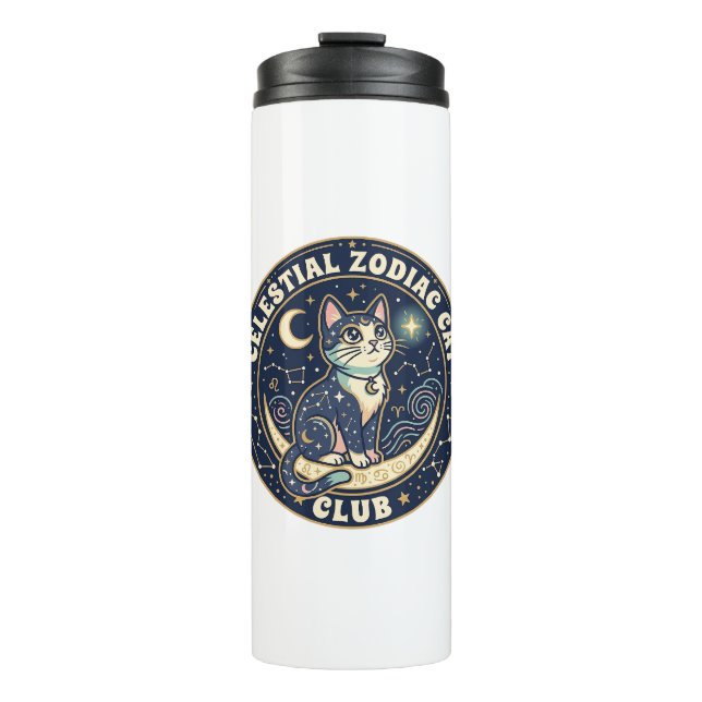 Bouteilles Isothermes Zodiaque céleste Chat Mignon T-Shirt Design - Cel (Devant)