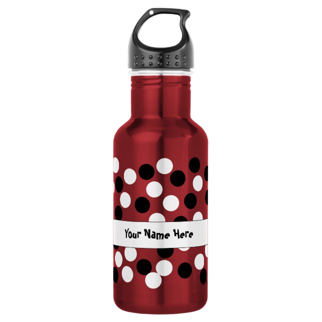 Bouteilles réutilisables à points Polka blancs et  (Devant)